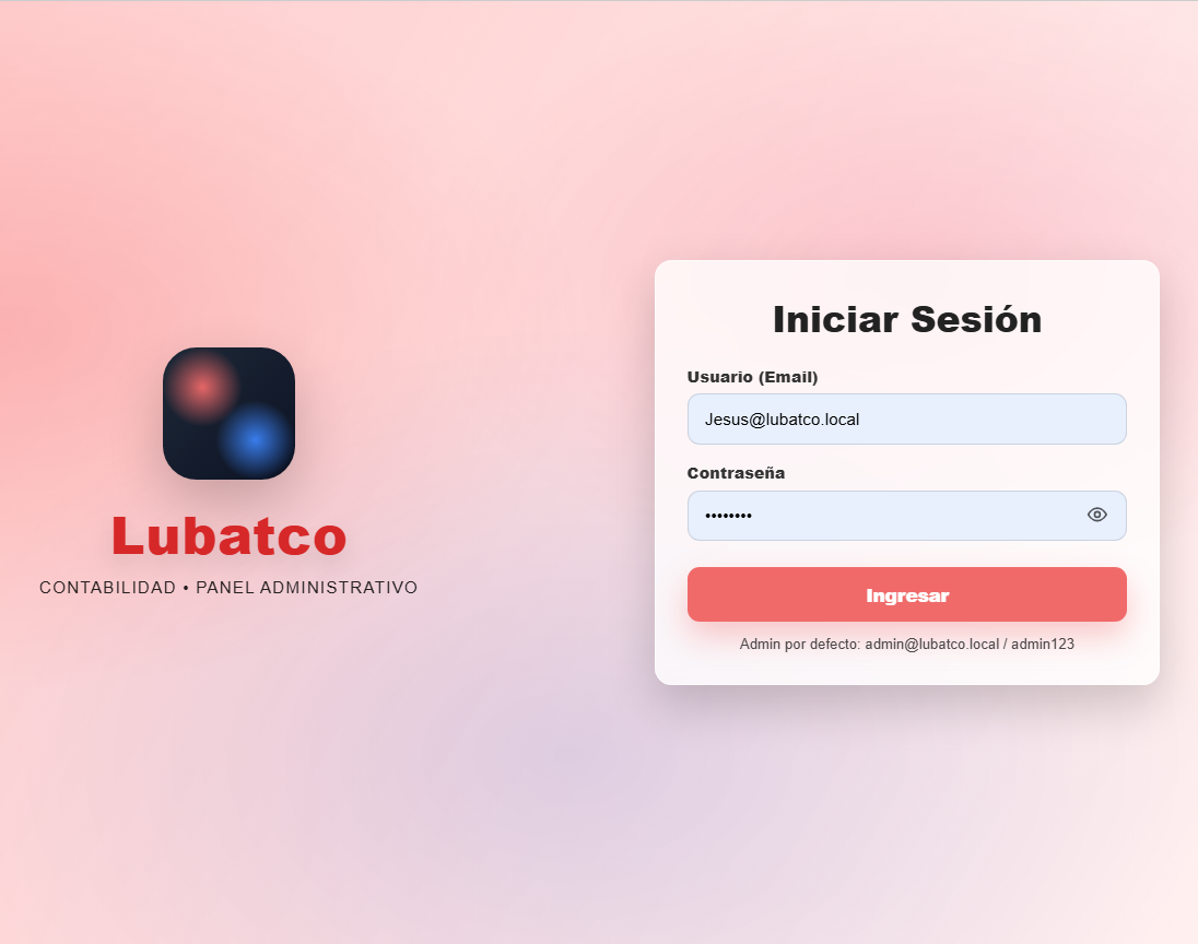 Lubatco – Plataforma web corporativa con panel administrativo financiero