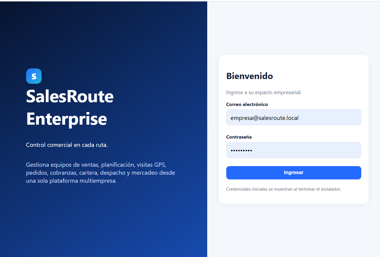 SalesRoute Enterprise – SaaS multiempresa para rutas, ventas y cobranza